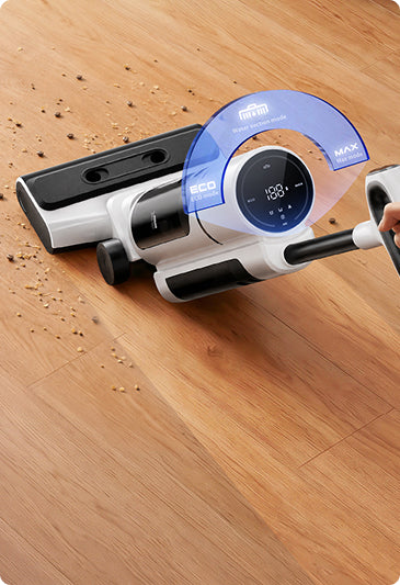 Honiture M7 Smart Wet Dry Vacuum Cleaner brush roll in self-cleaning mode on the charging base