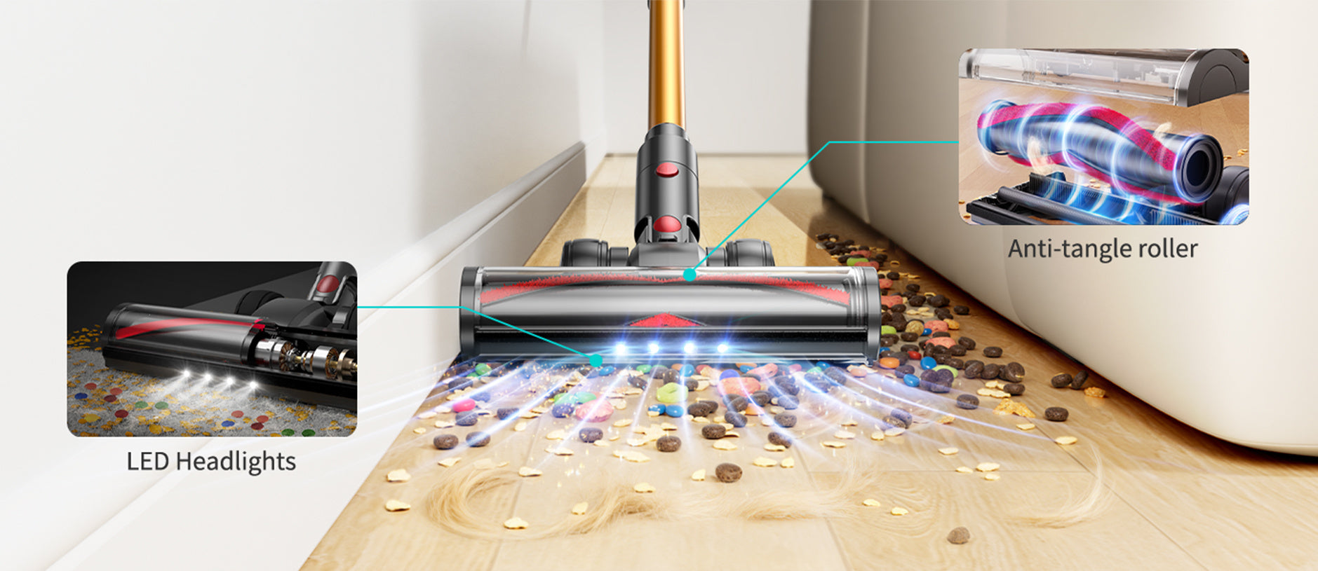 honiture x7 led head lights and anti tangle roller