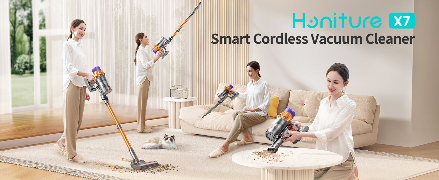 Honiture X7 Cordless Vacuum: 45KPa, 60min Runtime & Wall-Mount Storage