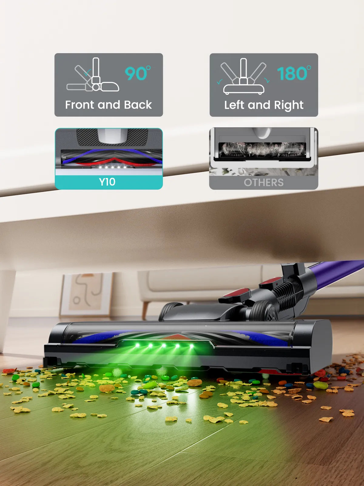 Honiture Y10 Cordless Vaccum Anti Tangle Brush Easily deal with all kinds of residual hair